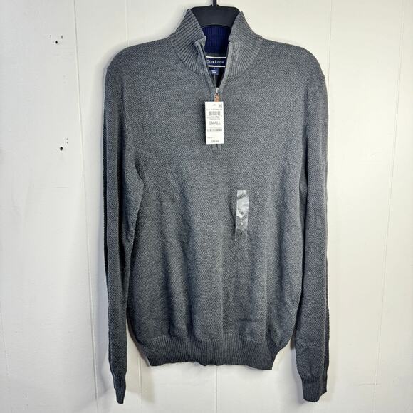 Club Room Other - Club Room Mens Sweater Size Small Gray Pullover Knit 1/4 Zip Long Sleeve New